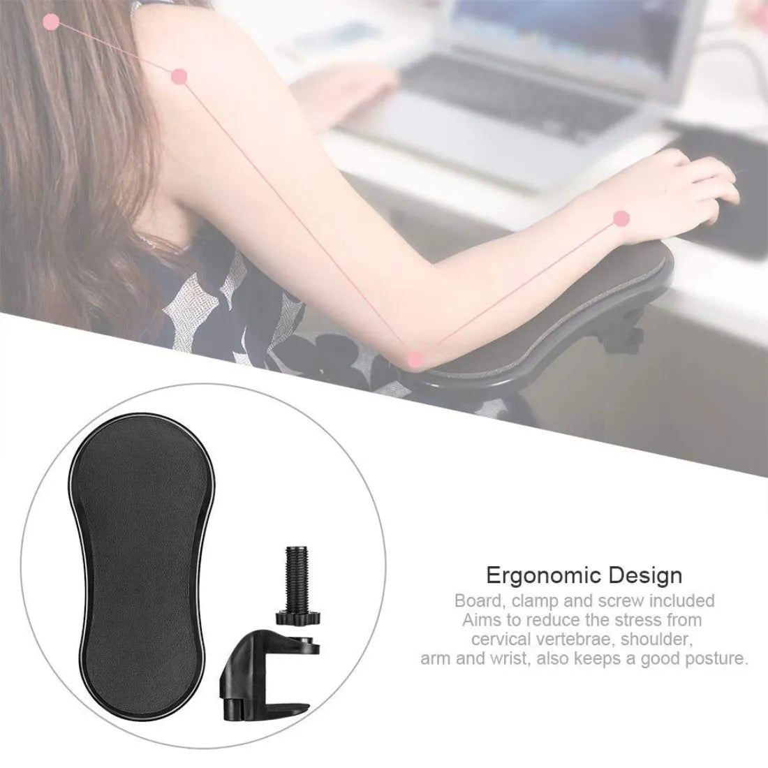 Adjustable Ergonomic Computer Arm Wrist Rest – Attachable Desk Support for Pain-Free Typing & Gaming