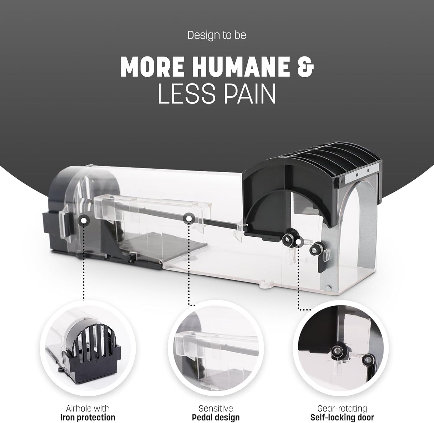 Transparent Automatic Lock Rat Trap Cage – Humane & Reusable Rodent Catcher for Home & Garden