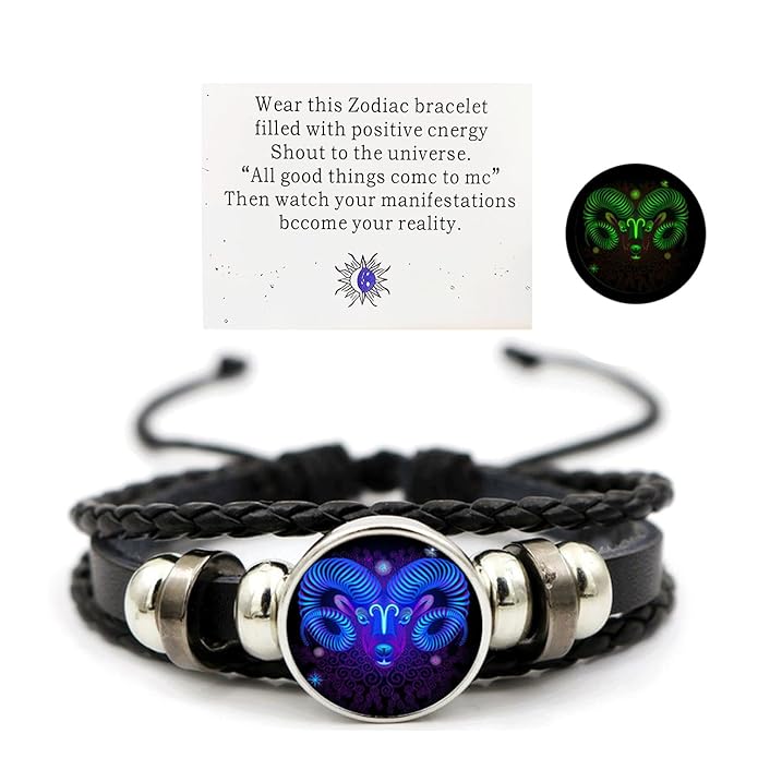 Zodiac Cosmic Leather Bracelet – Personalized for Every Star Sign