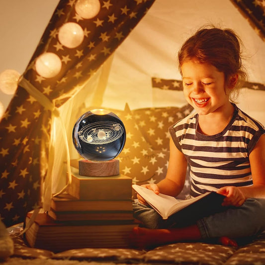 3D Crystal Ball Solar System Night Lamp | Cosmic Elegance for Your Room