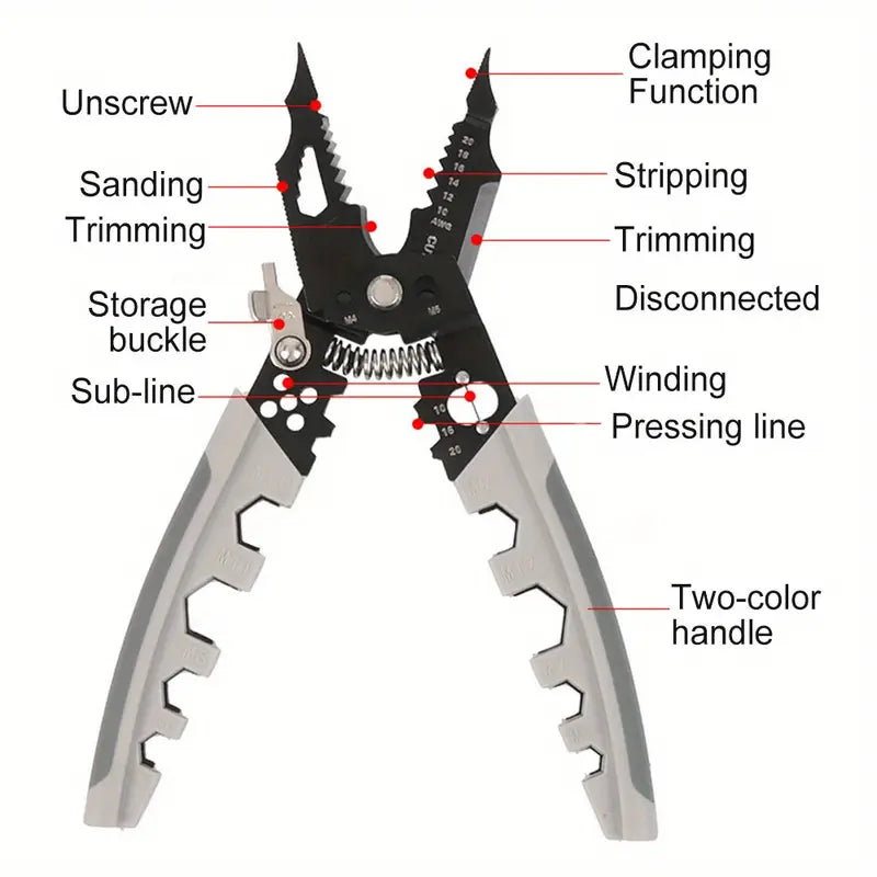 28-in-1 Multi-Function Electrician Wire Stripping & Peeling Pliers