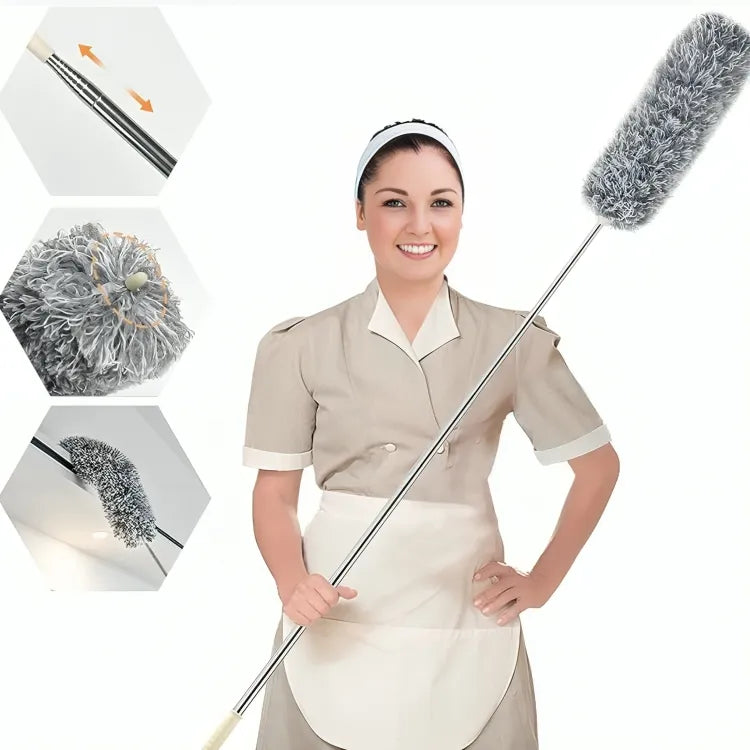 Extendable Microfiber Duster & Bendable for High Ceiling Fans, Window Blinds, Furniture