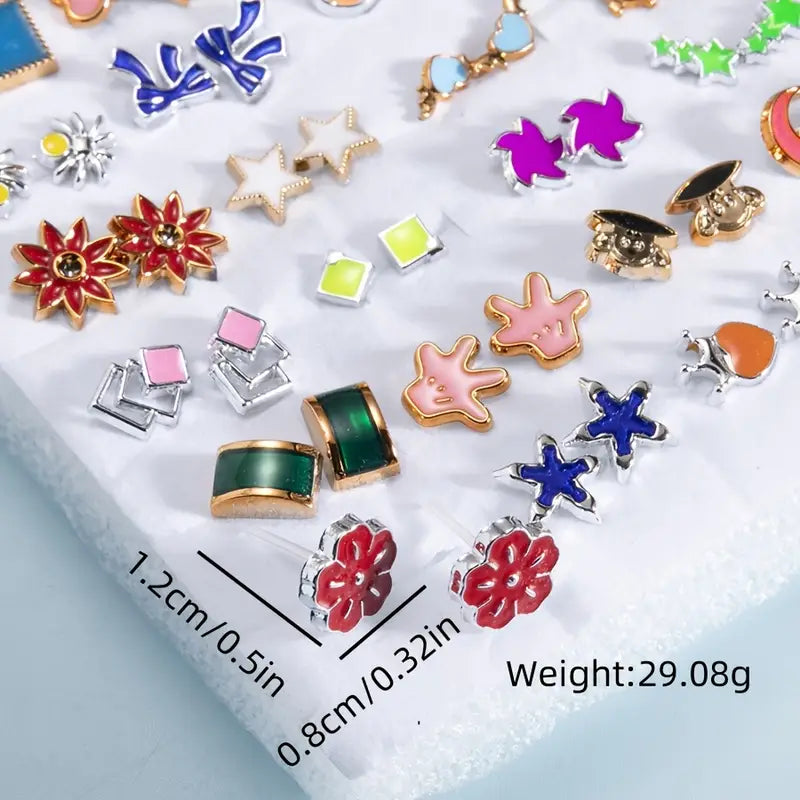 Boho Style Stud Earrings – Assorted Geometric Fashion Jewelry Set (100Pair)