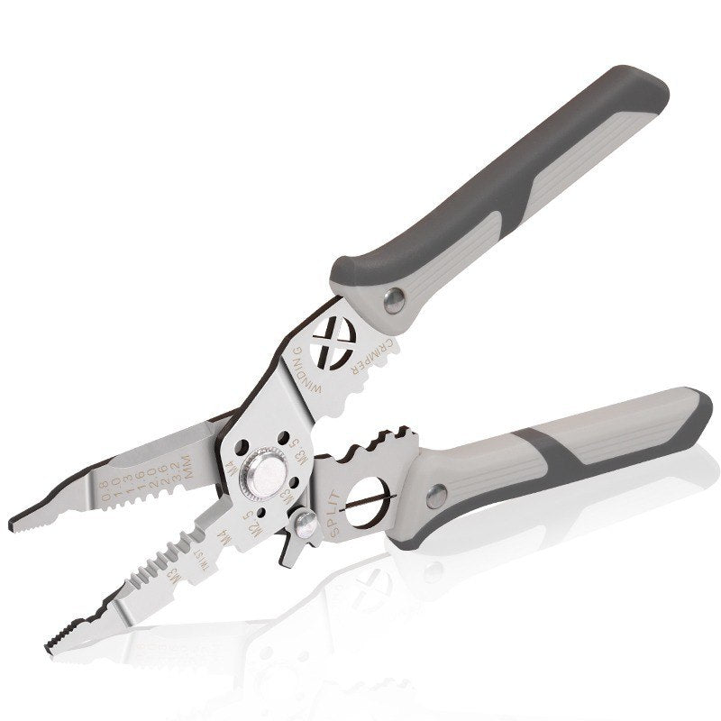 Multi-Function Cable Cutter and Stripper with Crimping Capability