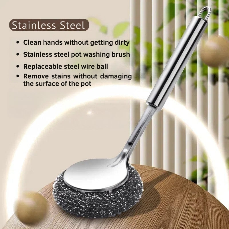 Stainless Steel Cleaning Brush with Tight Steel Wire Ball