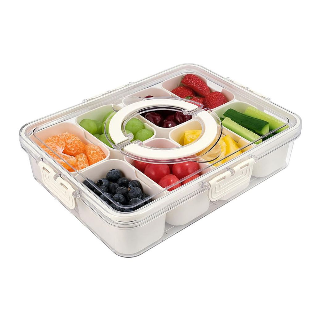 Snackle Storage Box – 8-Compartment Portable Snack Tray with Removable Dividers