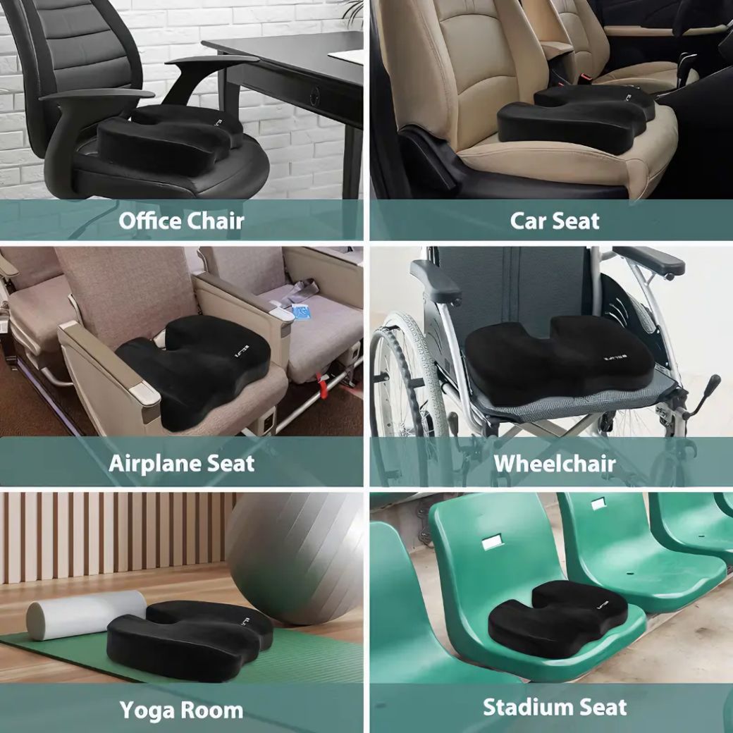 Cooling Gel Memory Foam Seat Cushion - Slow Rebound for Hip Pressure Relief | Ideal for Office Chairs & Home Use | Easy-Clean Material