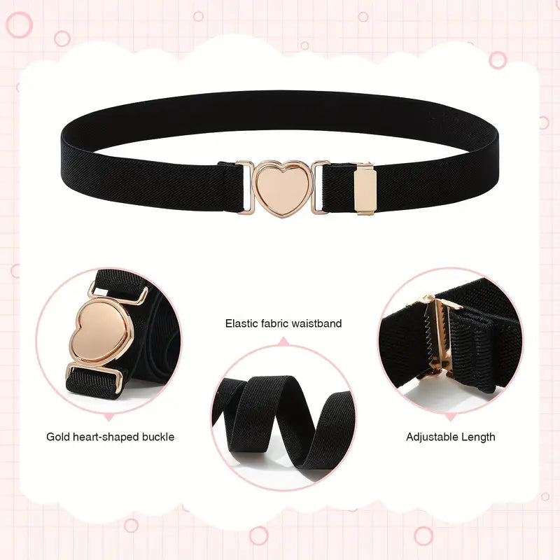 Elegant Heart Buckle Elastic Belt –  Adjustable Stretch Belt for Women