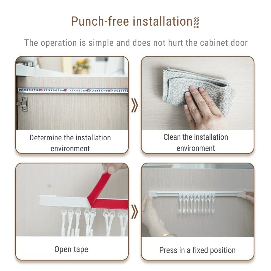 Adhesive  10 Hooks for Easy Organization