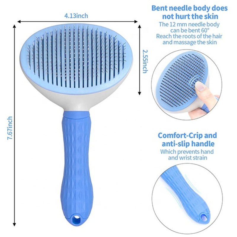 Pet Grooming Tool with Self-Cleaning Cat and Dog Brush