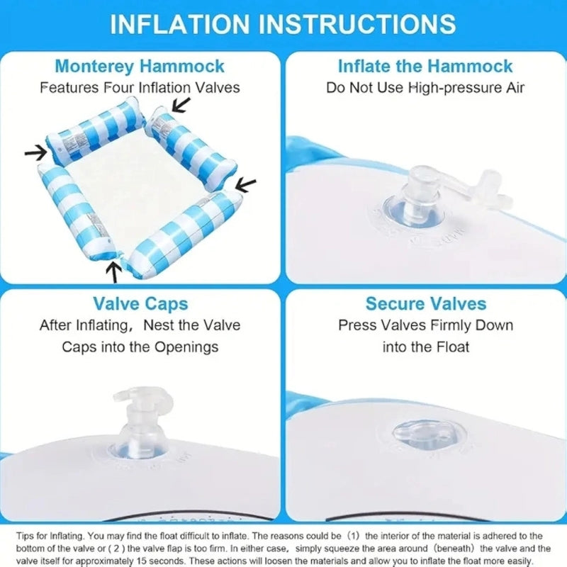 Inflatable Four-Tube Water Floating Bed for Ultimate Pool Comfort