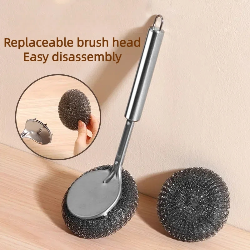 Stainless Steel Cleaning Brush with Tight Steel Wire Ball