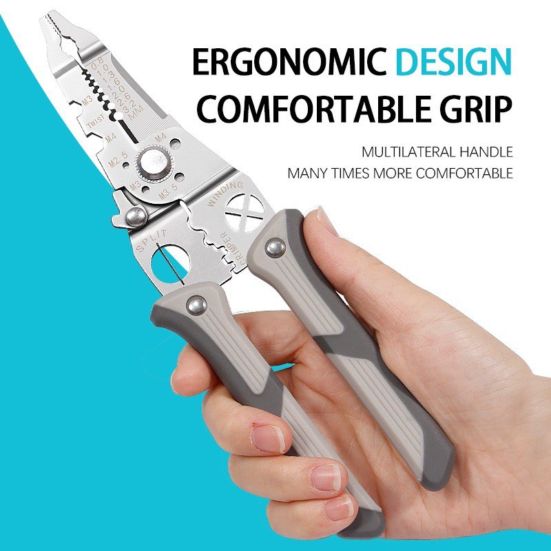 Multi-Function Cable Cutter and Stripper with Crimping Capability
