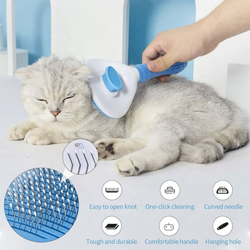 Pet Grooming Tool with Self-Cleaning Cat and Dog Brush