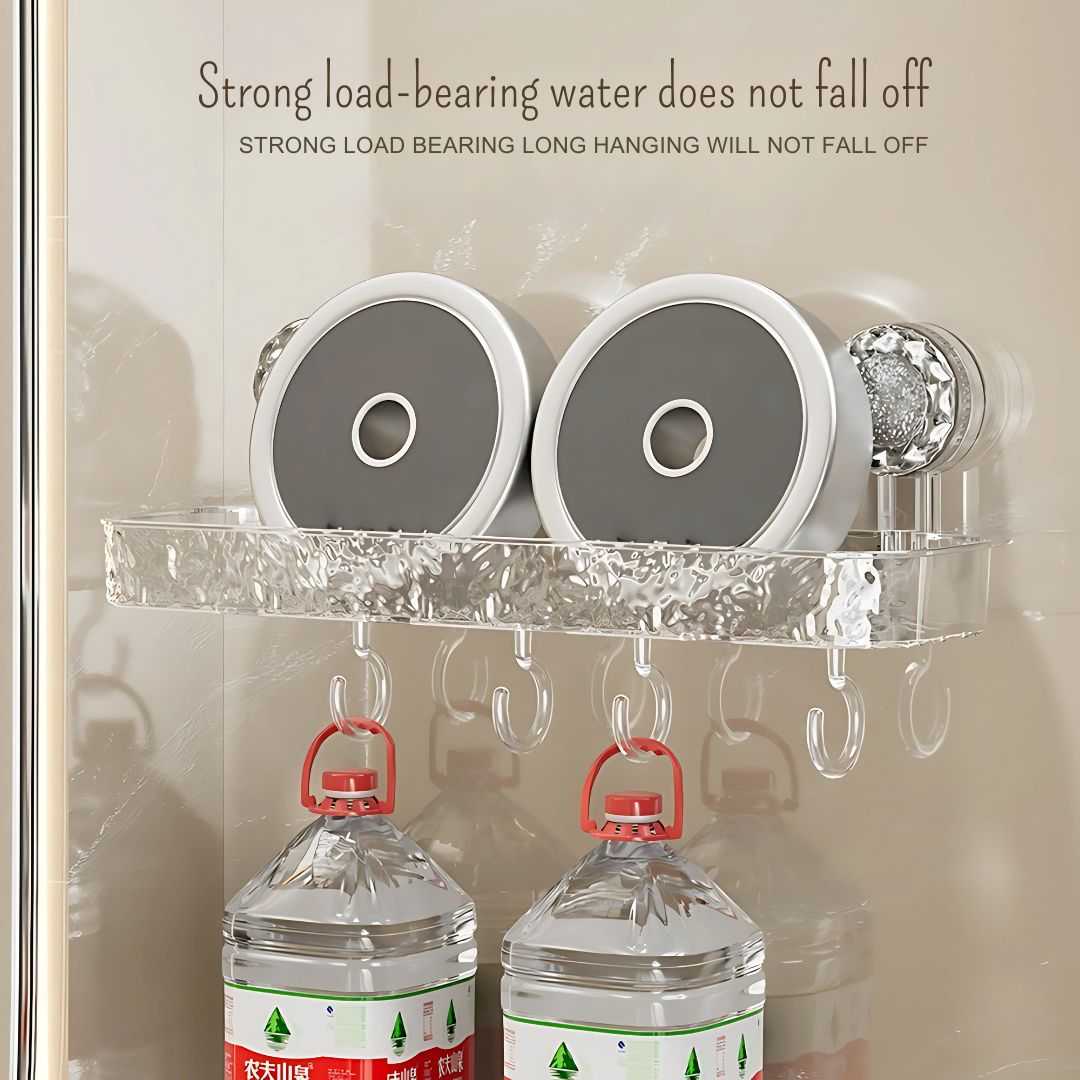 Suction Cup Corner Storage Rack – Non-Drill Bathroom Wall Shelf for Toiletries & Washbasin