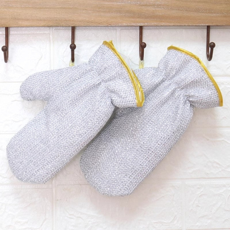 Thickened Reusable Scrubbing Gloves for Kitchen and Household Use