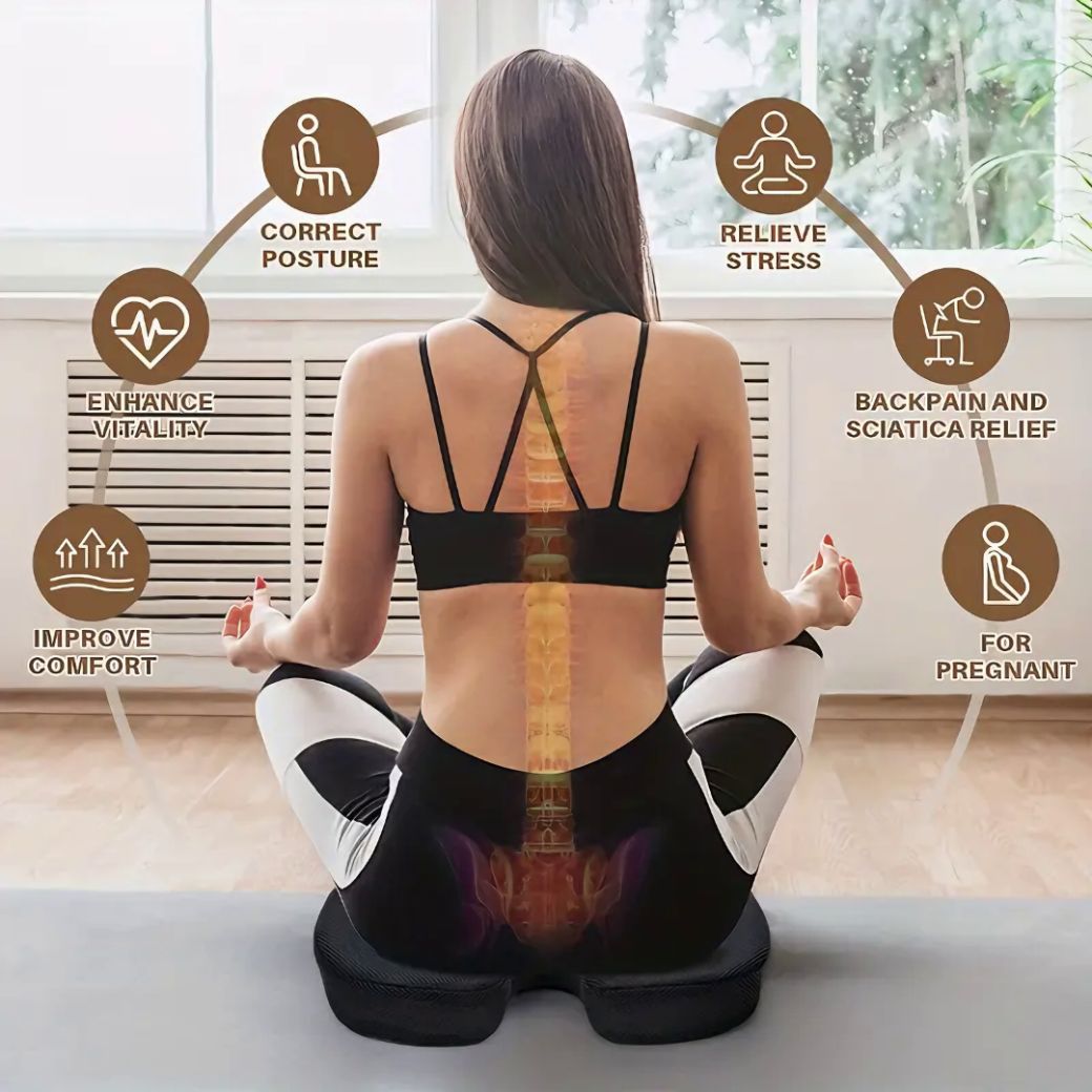 Cooling Gel Memory Foam Seat Cushion - Slow Rebound for Hip Pressure Relief | Ideal for Office Chairs & Home Use | Easy-Clean Material