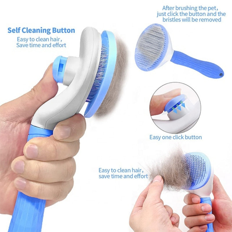 Pet Grooming Tool with Self-Cleaning Cat and Dog Brush