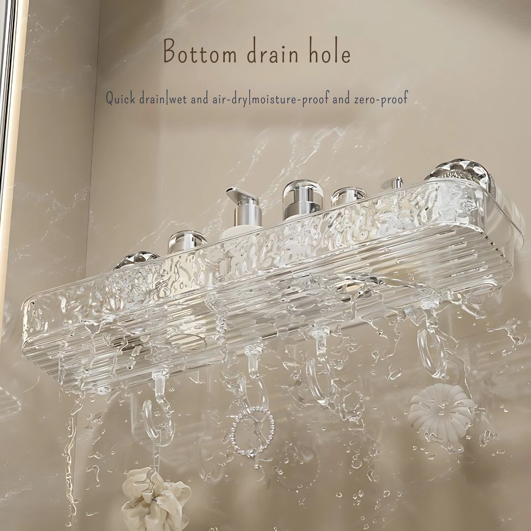 Suction Cup Corner Storage Rack – Non-Drill Bathroom Wall Shelf for Toiletries & Washbasin