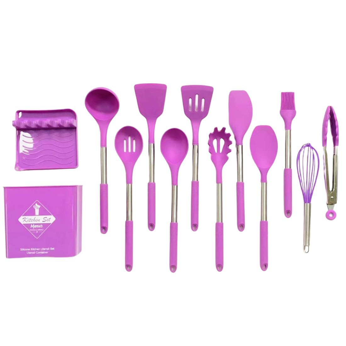 Kitchen Utensils 12 Pcs Set - Non-Stick Silicone Cooking Tools