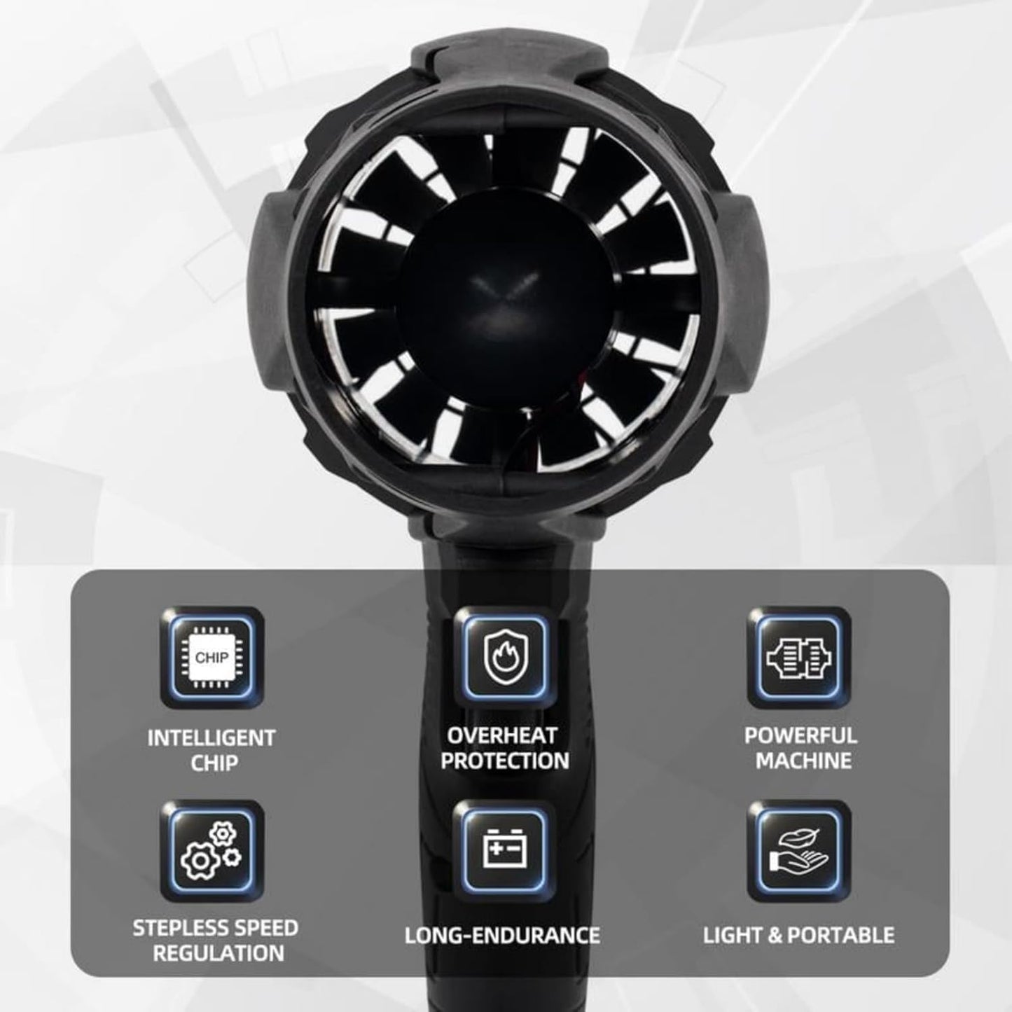 Turbo Jet Blower, Cordless Turbo Super Power Air Duster, Stepless Speed Regulation Jet Dry Blower Car Drying, Car Dryer Air Blower (Black)