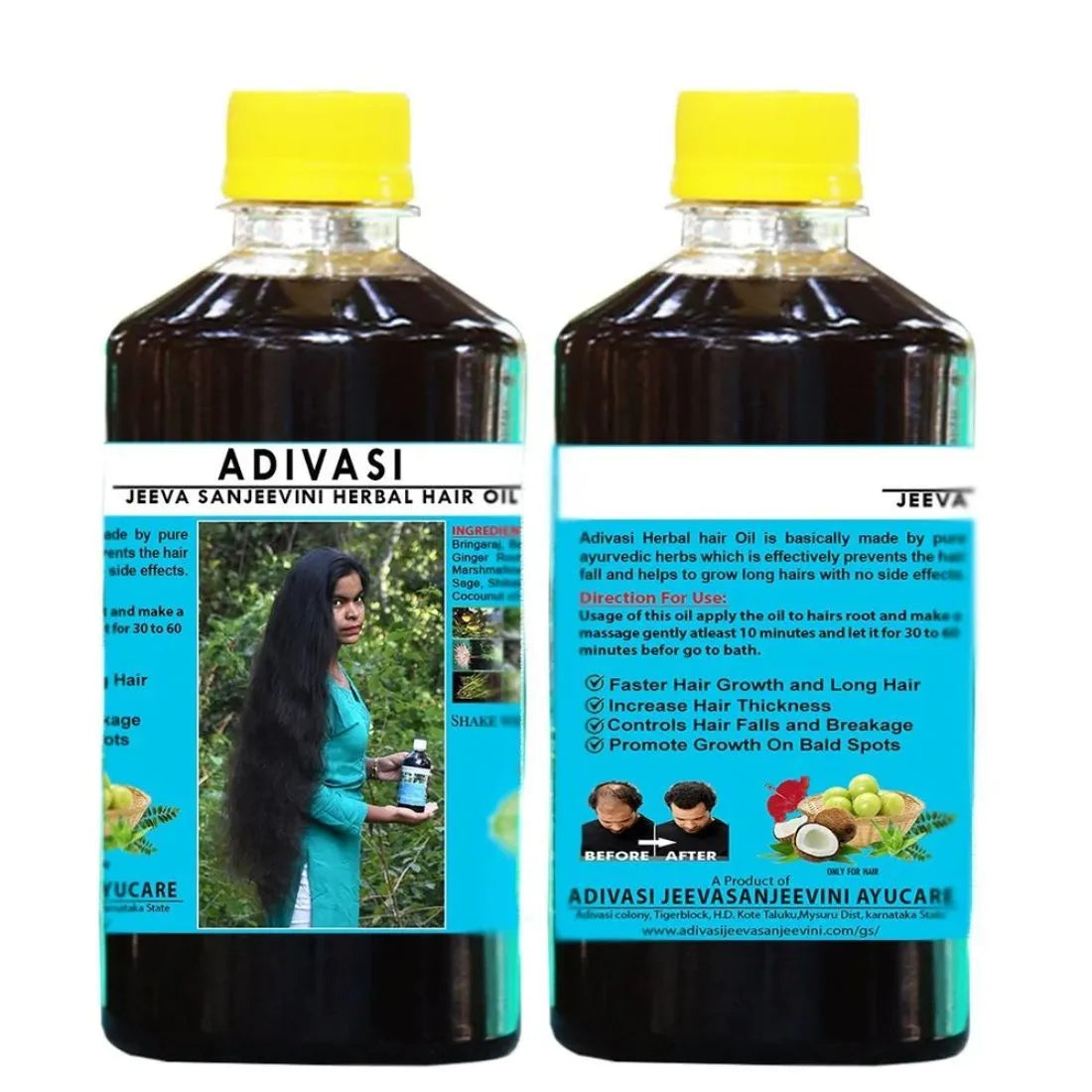 Adivasi Jeeva Sanjeevini Herbal Hair Growth oil - Ayurvedic Hair Growth Oil