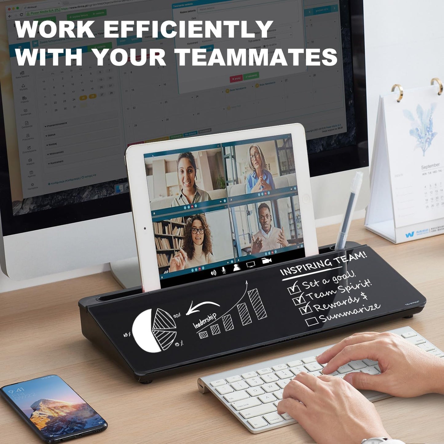 Premium Glass Whiteboard & Desk Organizer