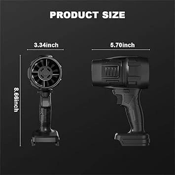 Turbo Jet Blower, Cordless Turbo Super Power Air Duster, Stepless Speed Regulation Jet Dry Blower Car Drying, Car Dryer Air Blower (Black)