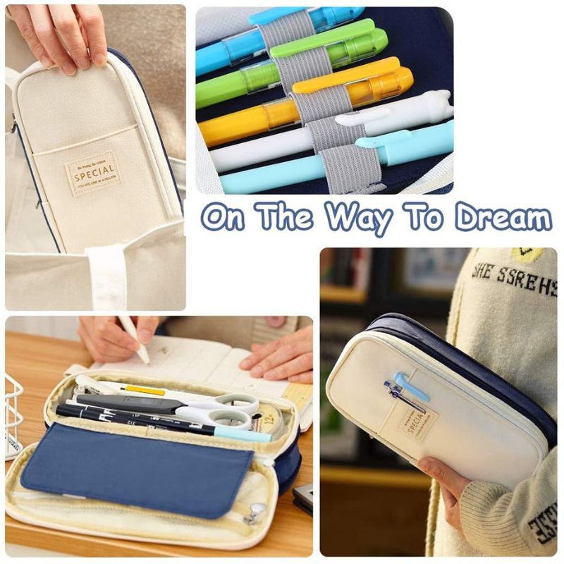 Multi-Compartment Cloth Pencil Case for Students