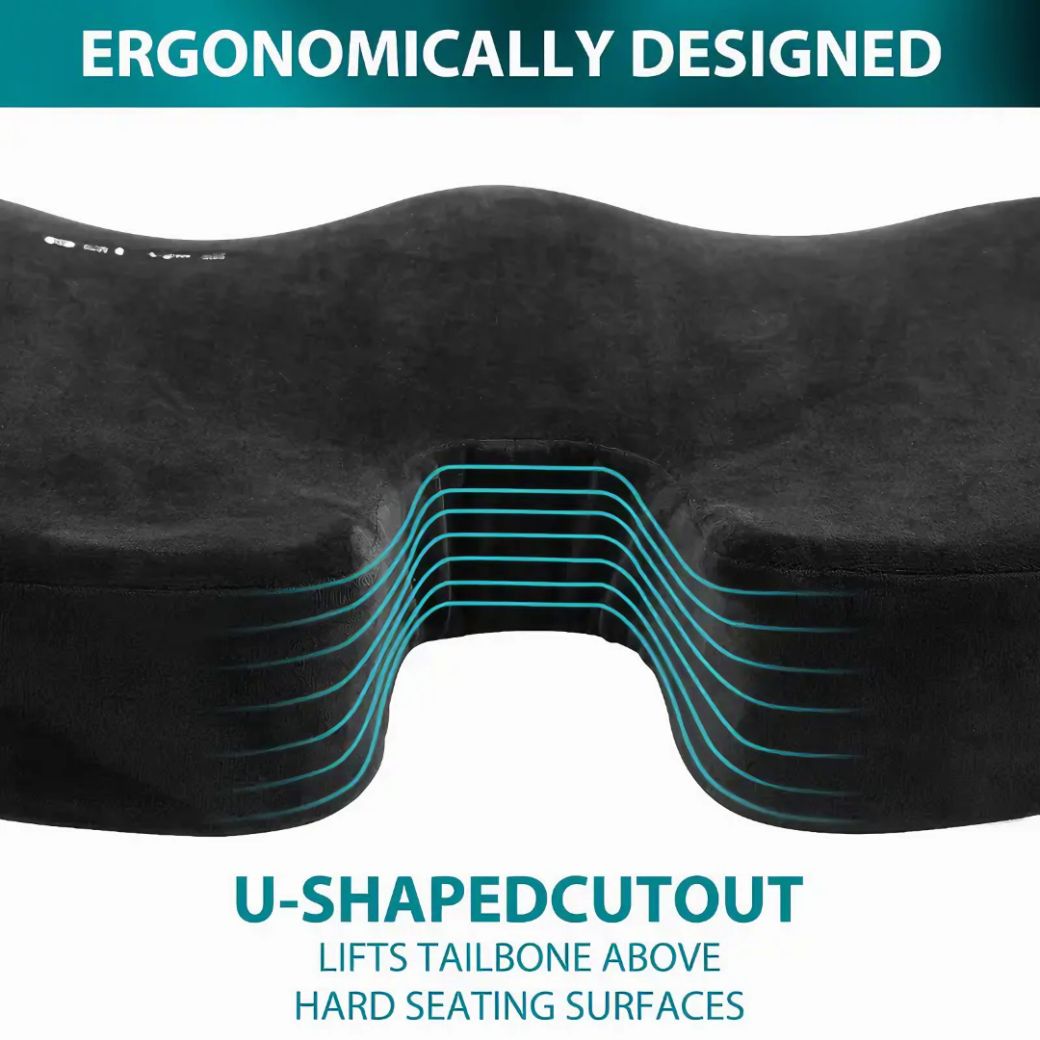 Cooling Gel Memory Foam Seat Cushion - Slow Rebound for Hip Pressure Relief | Ideal for Office Chairs & Home Use | Easy-Clean Material