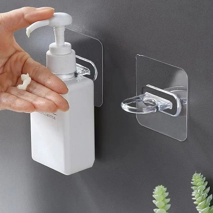 Adhesive Wall Rack – Shampoo Bottle & Shower Gel Holder for Bathroom Use (Pack of 6)