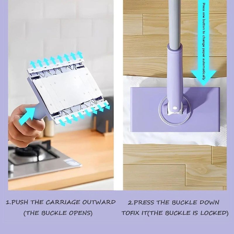 Automatic Clip Flat Mop with Eco-Friendly Refill Pads