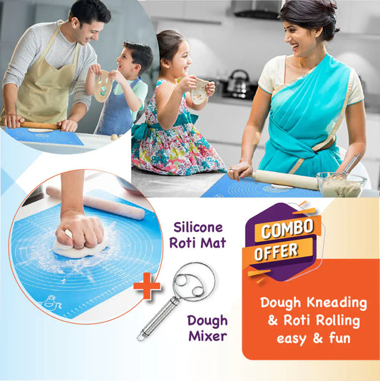 Perfect Roti Combo - Silicone Roti Mat & Stainless Steel Atta Dough Maker