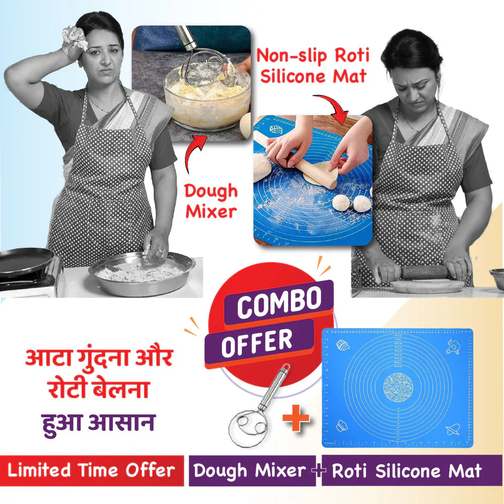 Perfect Roti Combo - Silicone Roti Mat & Stainless Steel Atta Dough Maker