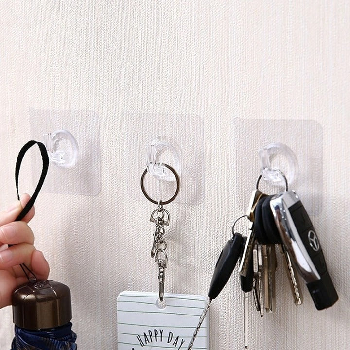 Seamless Adhesive Hook – Transparent Waterproof Wall Hook for Keys & Towels (Pack of 5)