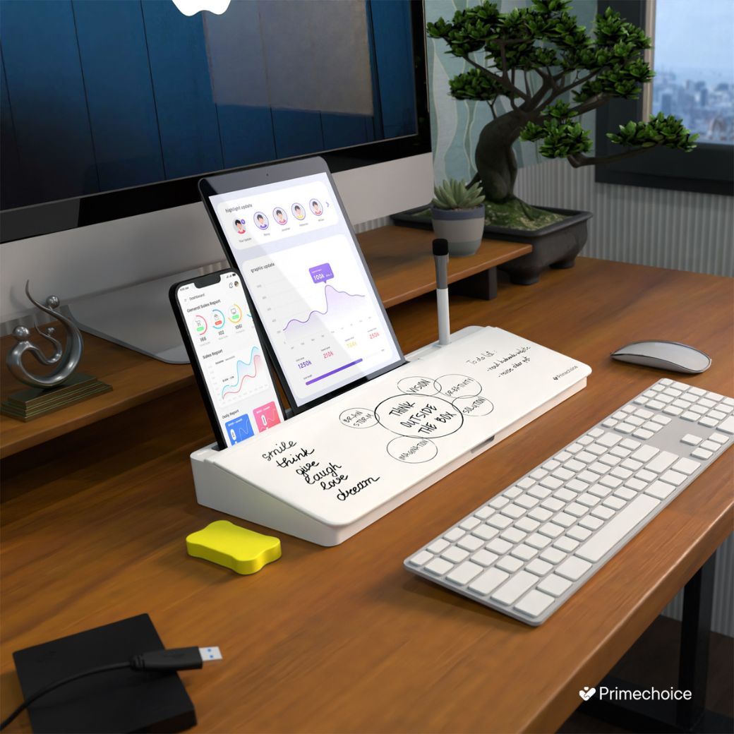 Premium Glass Whiteboard & Desk Organizer