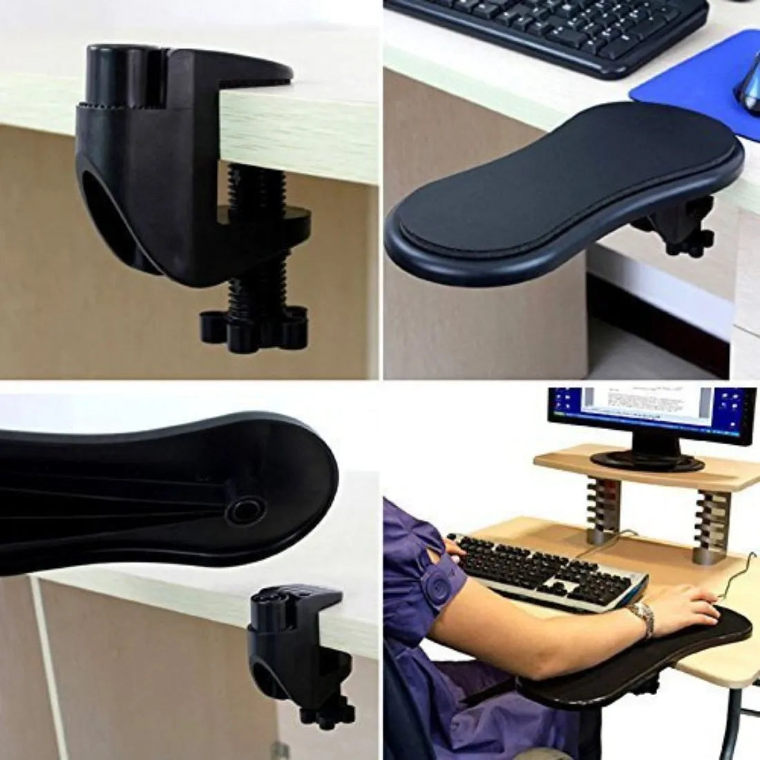 Adjustable Ergonomic Computer Arm Wrist Rest – Attachable Desk Support for Pain-Free Typing & Gaming