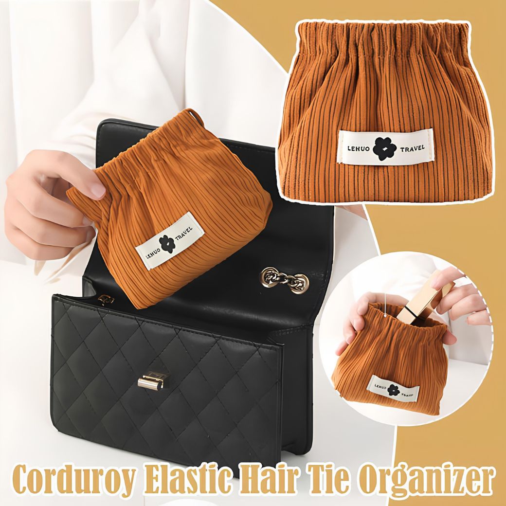 Elegant Corduroy Makeup Pouch – Compact & Portable Velvet Storage Bag for Women