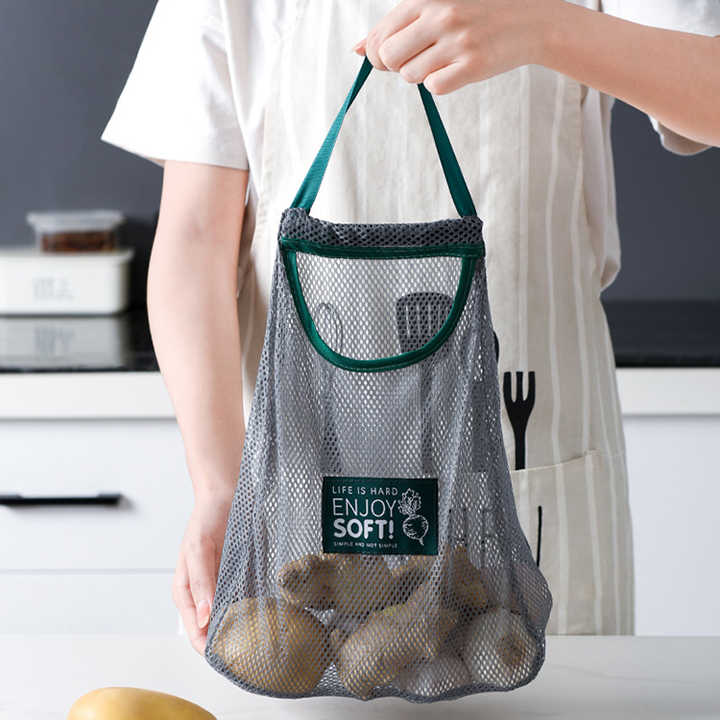 Large-Capacity Wall Hanging Mesh Storage Bag – Perfect for Potatoes & Onions