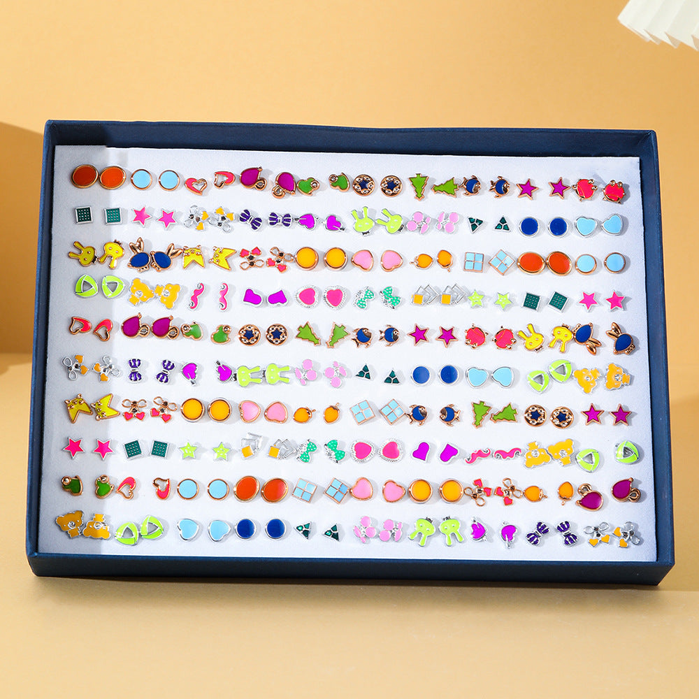 Boho Style Stud Earrings – Assorted Geometric Fashion Jewelry Set (100Pair)
