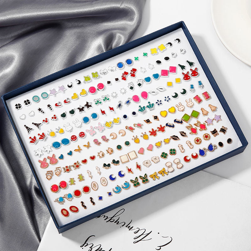 Boho Style Stud Earrings – Assorted Geometric Fashion Jewelry Set (100Pair)