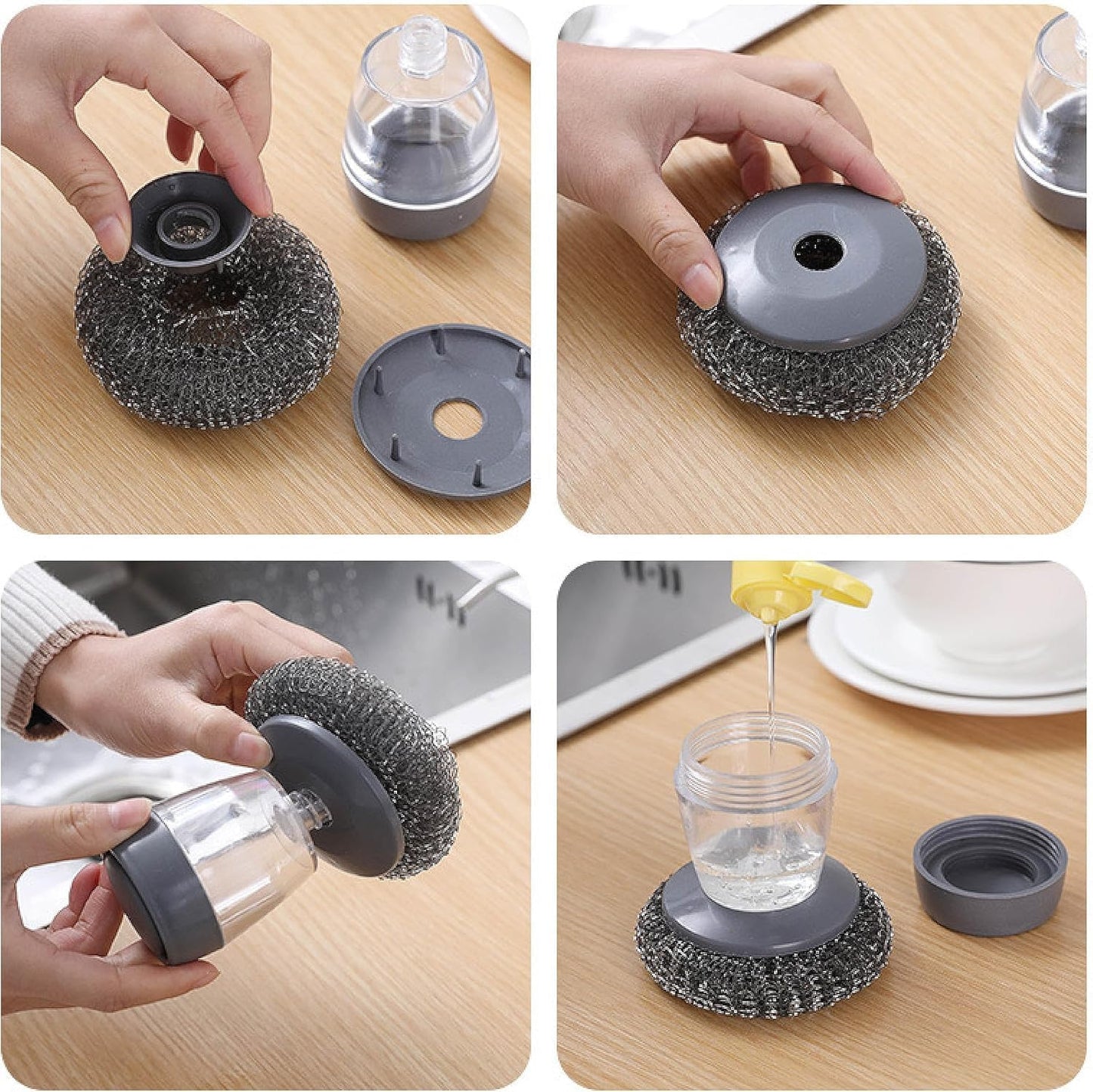 Soap Dispensing Palm Brush | Compact Kitchen Scrubber for Easy Cleaning