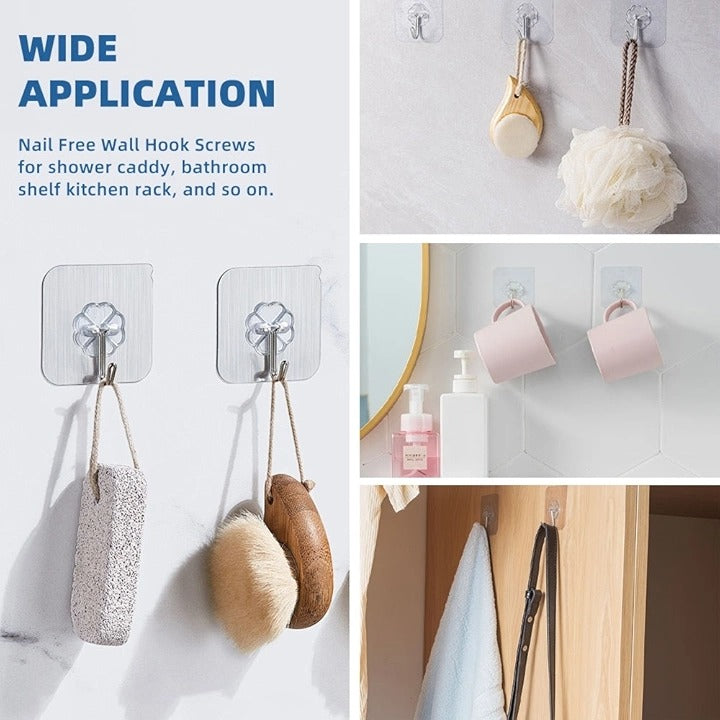 Flower Hook – Heavy Duty Transparent Self-Adhesive Waterproof Wall Hooks (Pack of 5)