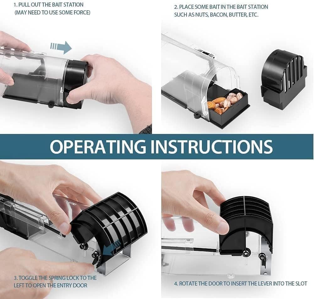 Transparent Automatic Lock Rat Trap Cage – Humane & Reusable Rodent Catcher for Home & Garden