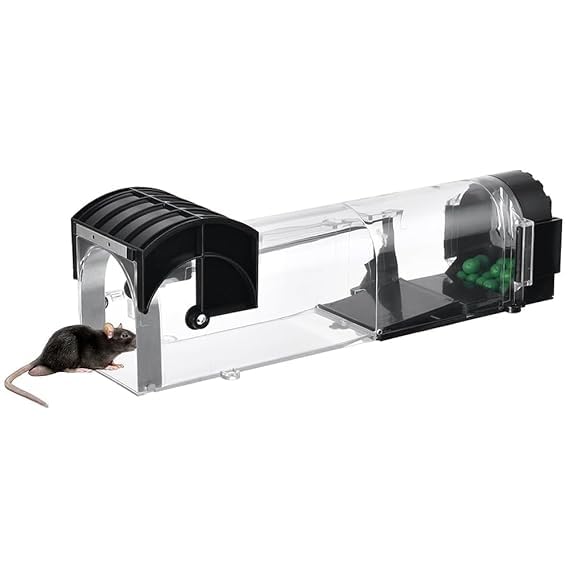 Transparent Automatic Lock Rat Trap Cage – Humane & Reusable Rodent Catcher for Home & Garden