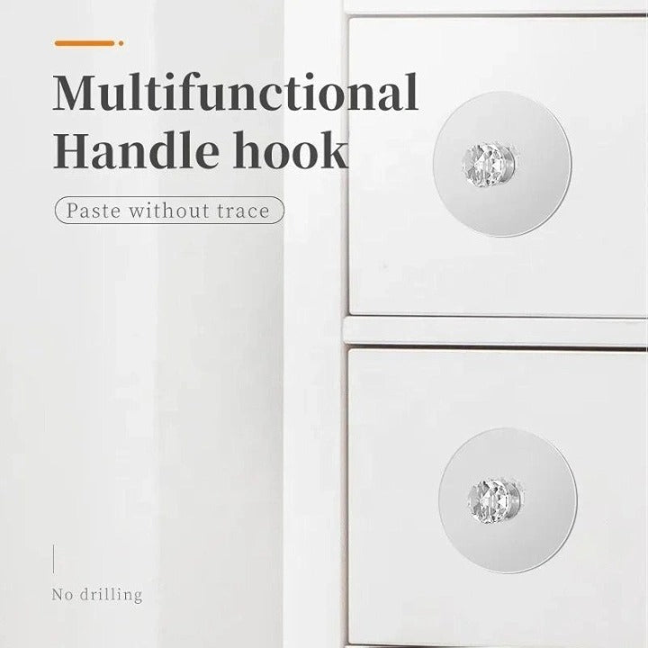 Diamond Hook – Self-Stick Push-Pull Handle for Doors, Crystal Design (Pack of 5)