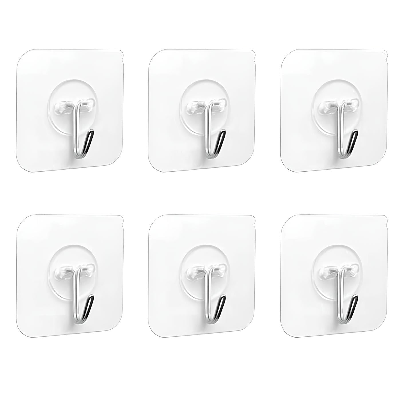 Super Strong Adhesive Wall Hooks – Waterproof 304 Stainless Steel Hooks (Pack of 6)