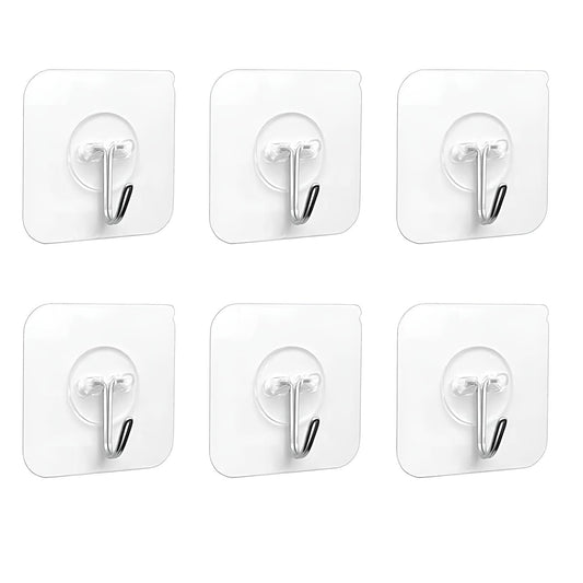Super Strong Adhesive Wall Hooks – Waterproof 304 Stainless Steel Hooks (Pack of 6)