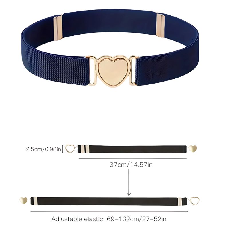 Elegant Heart Buckle Elastic Belt –  Adjustable Stretch Belt for Women