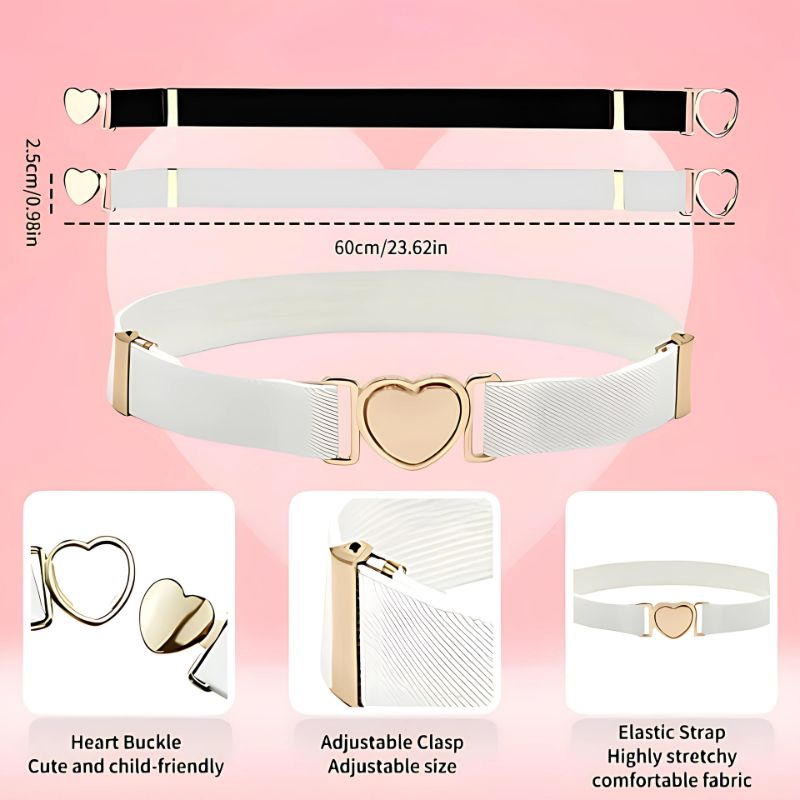 Elegant Heart Buckle Elastic Belt –  Adjustable Stretch Belt for Women